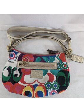 Coach Poppy Pop C Graffiti F20039 Purse Shoulder Bag Handbag Gold Multicolor